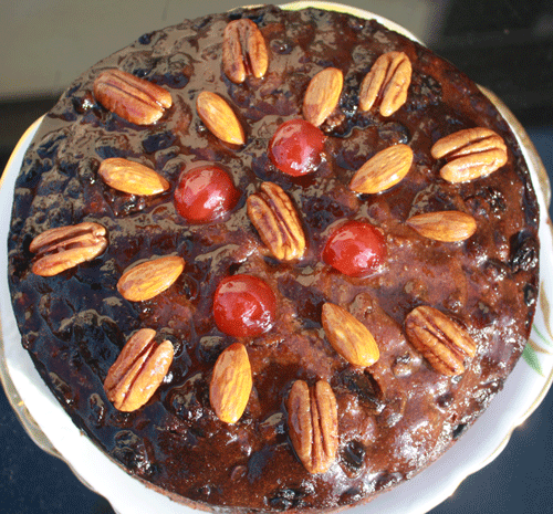 Gluten Free Christmas Cake, glazed with fruit