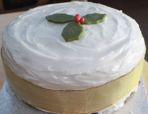 Gluten Free Christmas Cake, marzipan and iced