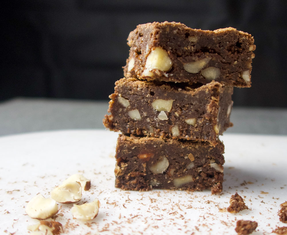 Chocolate Peanut Butter Nut Brownies (Gluten free, Flourless). Deliciously chewy homemade brownies. This easy to follow recipe makes the best nutty brownies